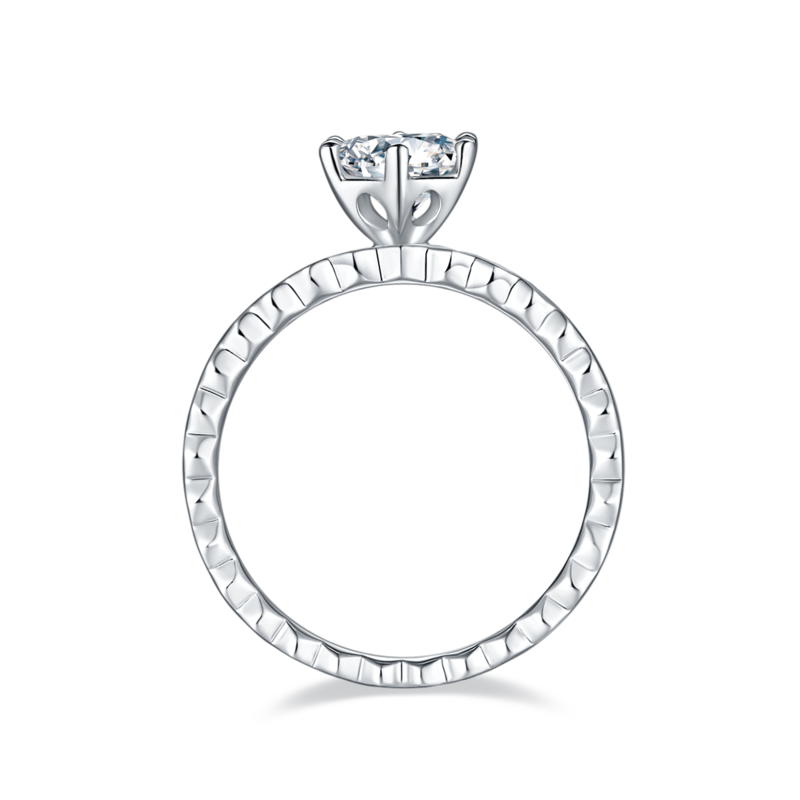 直臂微镶尚美蜂巢S925银镀白金MoissaniteWomen's Ring1ctD级